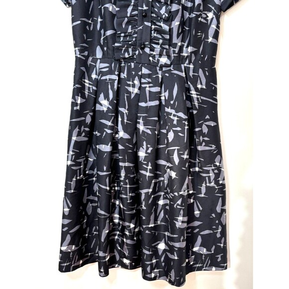 Kate Spade Nelli 100% Silk Fit Flare Dress sz 2 Black Gray Abstract Print Career - Picture 4 of 14
